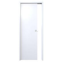 Porte seule BERING âme pleine isophonique 28 dB(a) mélaminée blanc usinage complet pour porte coulissante 204x83cm 40mm kit garniture carrée finition noire sans serrure - emballée