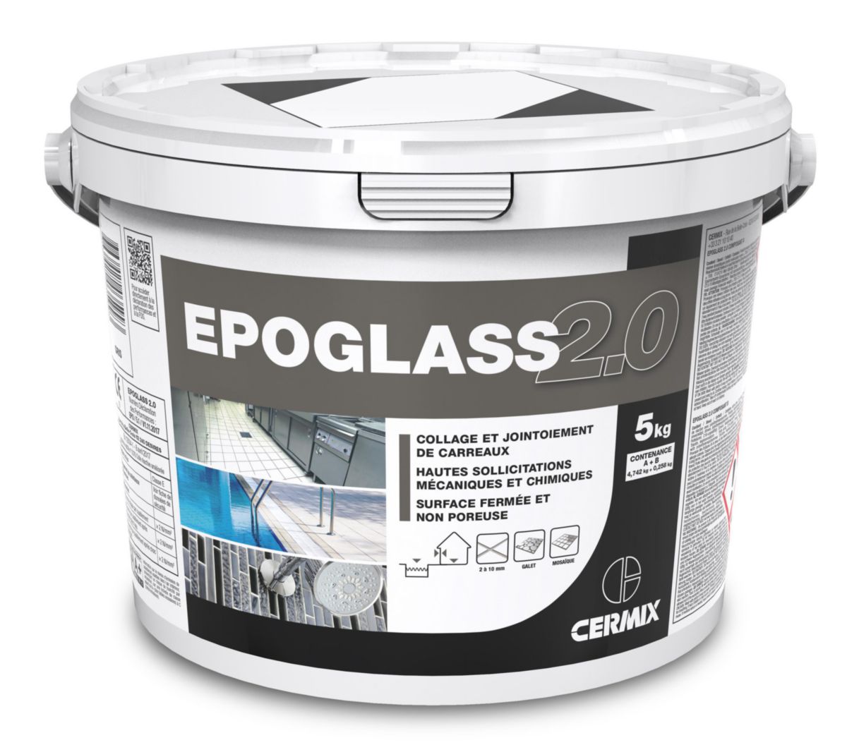 Mortier Epoglass 2.0 gris seau de 5 kg Réf.0012432301