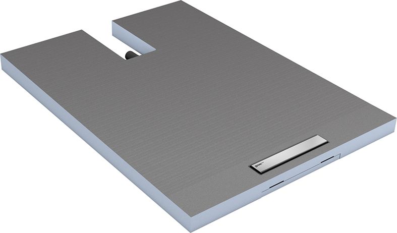 Receveur rectangulaire Plano Linea écoulement intégré linéaire polystyrène extrudé 1,2x0,9 m ép. 70 mm canal 30 cm 73736607