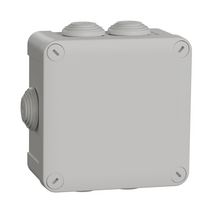 Boite de dérivation Mureva 7 entrées - plastique gris - IP55 - 105x105x55 mm - avec embouts