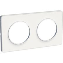 Plaque de finition pour prise murale Odace Touch - 2 postes - blanc brillant - entraxe 71 mm