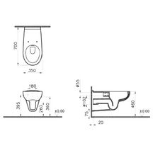 Cuvette WC suspendue allongée Alterna Mobilita 70 cm en céramique blanc sans bride, sans abattant