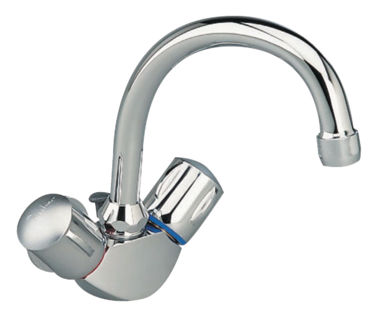 Mélangeur de lavabo ULYSSE monotrou avec bec tube orientable et tirette, têtes 15 x 21 à clapet guidé, chromé réf. D1603AA