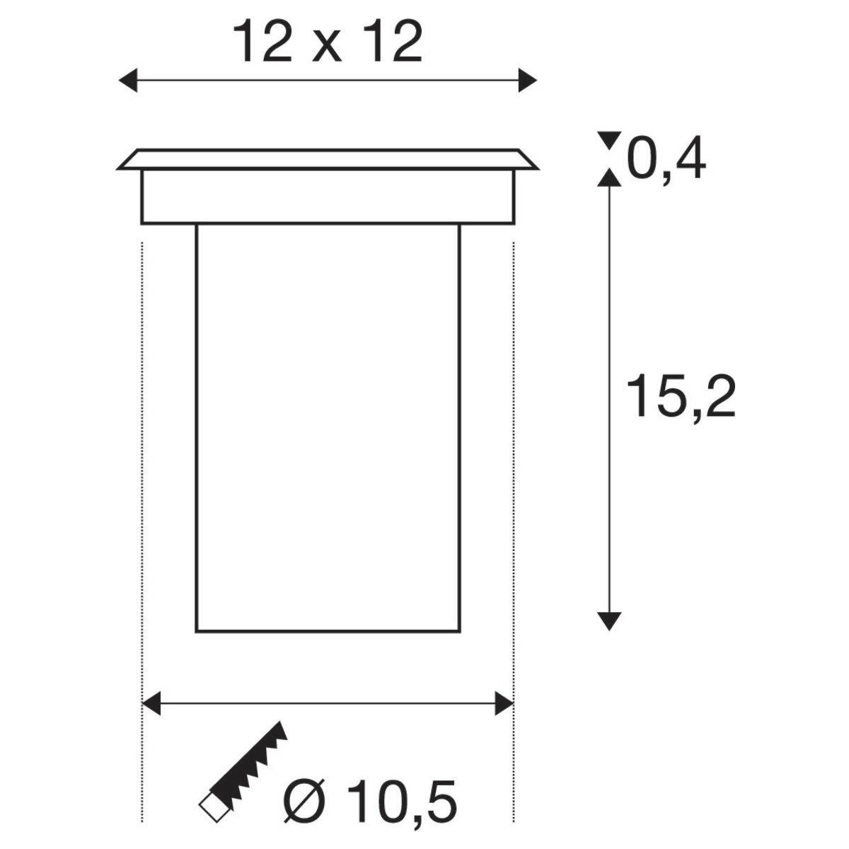 Lampe de sol Led Solasto - 6W - culot GU10 - carré 120x120 mm