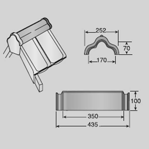 Faîtière double emboîtement Standard ardoise pour Actua, Duplex, Vauban 2, Prima, Méga, Standard, Jura Nova et JPV 2 KOR M0001330