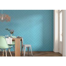 Carrelage mural Cosmopolitan - faïence texturée - décor mix bleu brillant - 10x40 cm