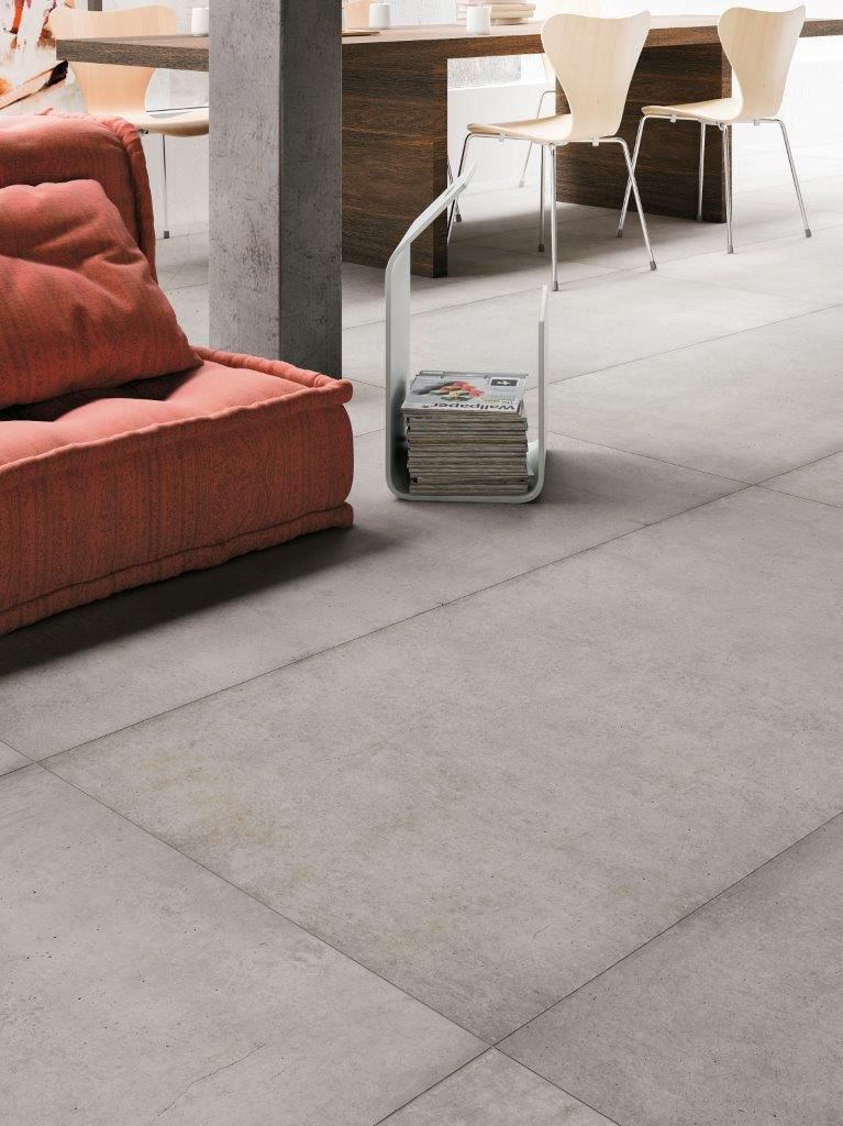 Carrelage sol intérieur Plain - grès cérame rectifié - nickel naturel - 120x278 cm - ép. 6 mm