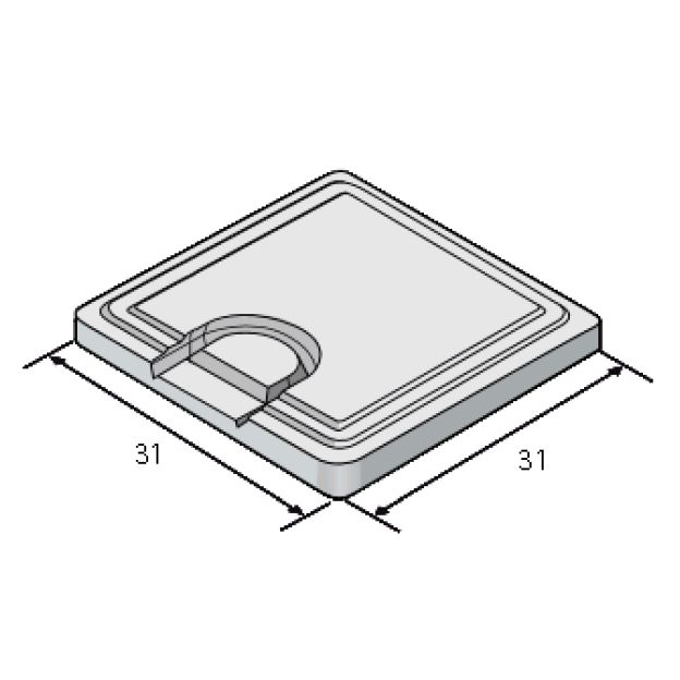 Couvercle gouttière de boîte béton percé 25x25cm hauteur 3,5cm