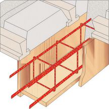 Amature de linteau 4 filants dimension 8 cmx12 cm 2HA10 inférieur 2HA5 supérieur espacement des cades 12 cm HA5 longueur 6m réf LFR8 x 12