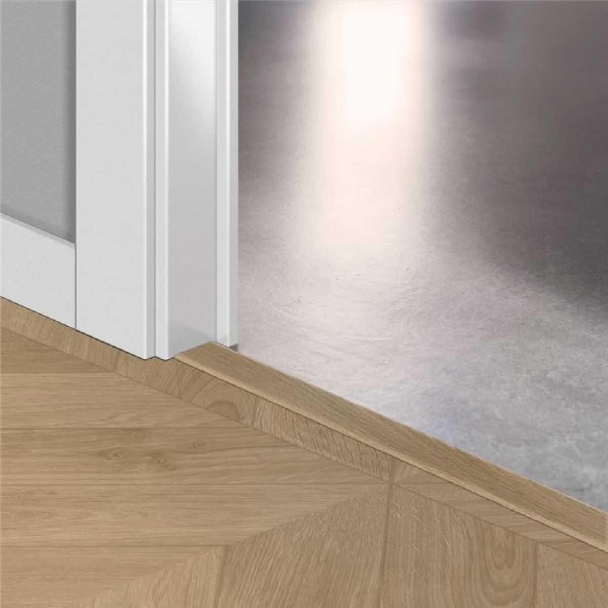 Profilé de finition pour sol stratifié Incizo - décor chevron chêne medium - 13x48x2150 mm