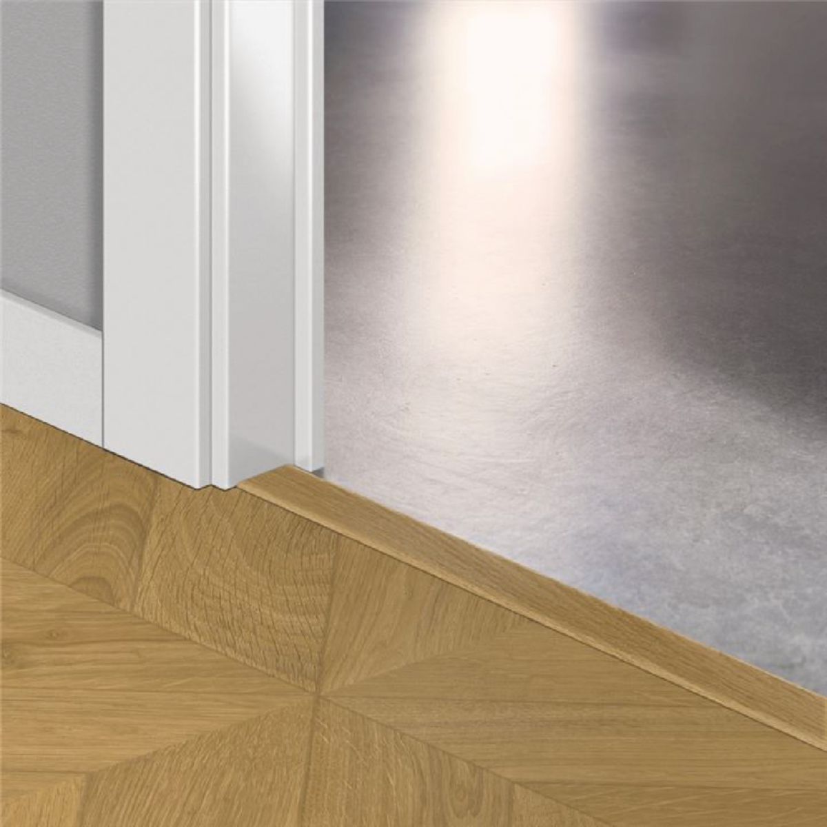 Profilé de finition pour sol stratifié Incizo - décor chevron chêne naturel - 13x48x2150 mm