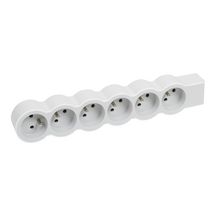 Rallonge multiprise extra-plate avec 6 prises 2P+T standard - livrée sans câble d'alimentation - blanc et gris clair Réf. 049499