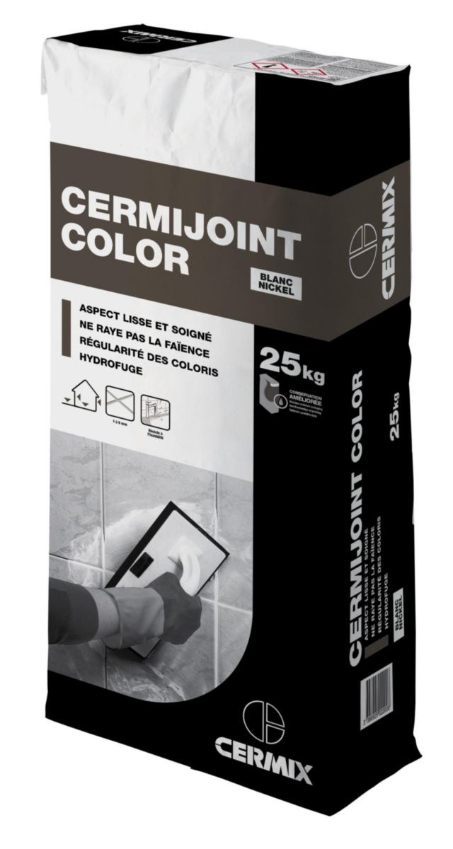 Mortier de jointoiement fin Cermijoint Color - blanc nickel - sac de 25 kg