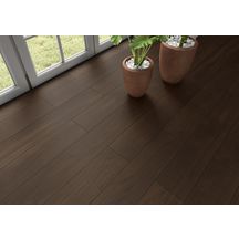 Carrelage sol extérieur Timber - grès cérame émaillé rectifié - chocolat antidérapant - 20x120 cm