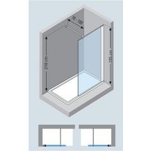 Paroi de douche GIADA H, 98 cm extensible jusqu'à 100 cm, fixe, réversible, en verre transparent et profilé silver Réf. GIADAH100-1B