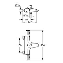 Mitigeur Thermostatique Bain/Douche Grohtherm 800 - 2 sorties - Monocommande sans raccords réf. 34568000