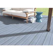 Carrelage sol extérieur Timber Deck - grès cérame émaillé - bleu eau antidérapant - 20x120 cm