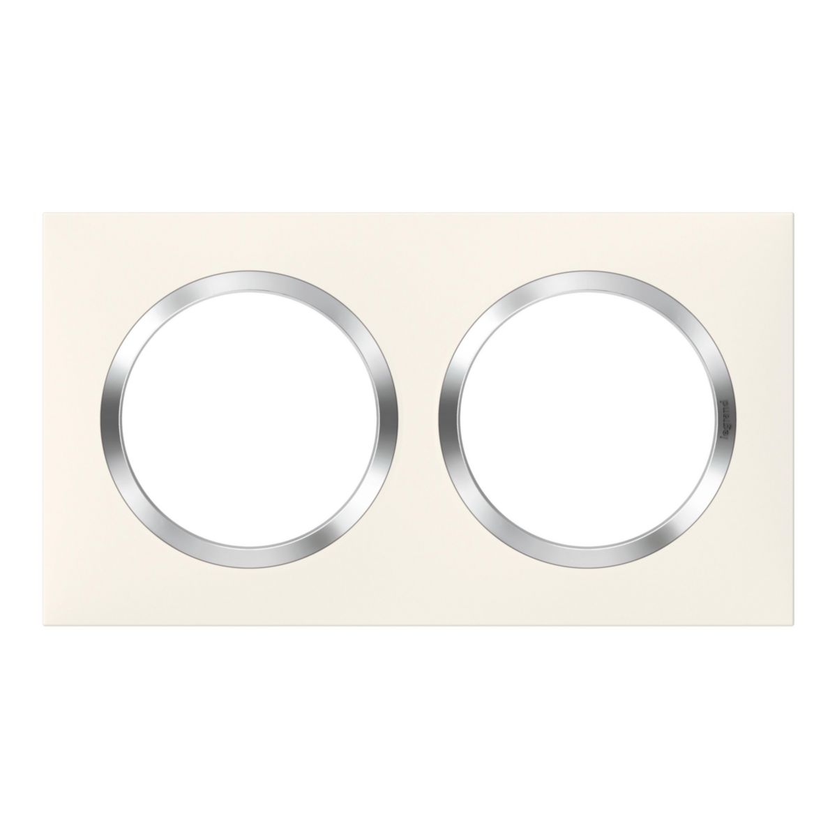 Plaque de finition carrée Dooxie - 2 postes - blanc avec bague effet chrome