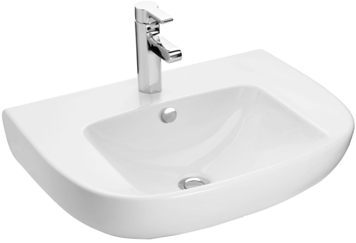 Lavabo ODEON UP 60 x 49 cm, percé 1 trou, avec cache trop-plein chromé E4061, blanc Réf. E4736-00