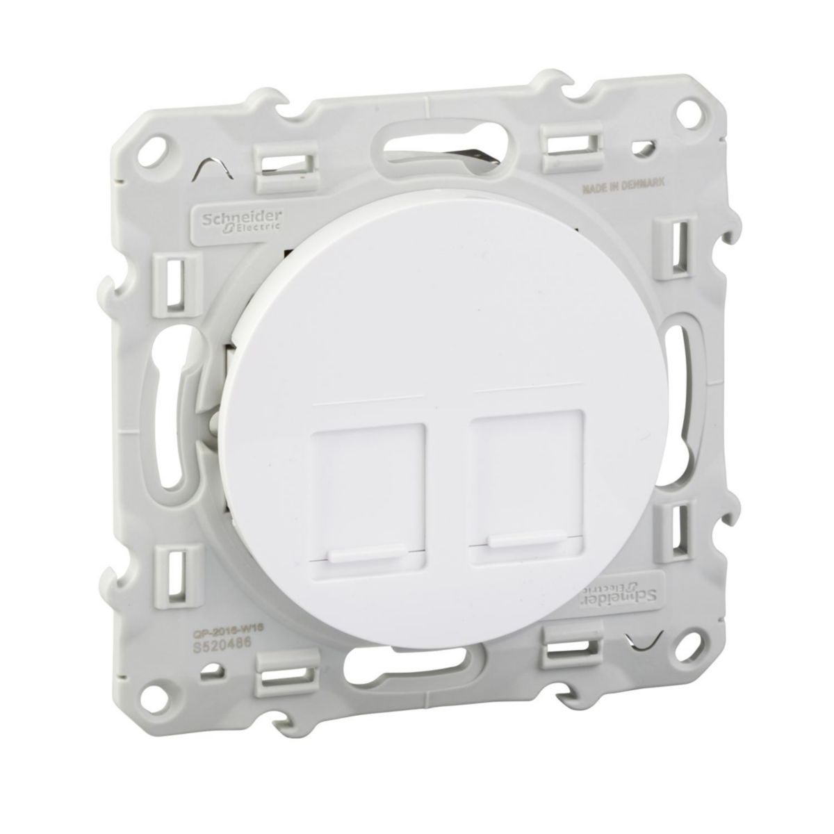 Prise double RJ45 Odace - Grade 3 multimédia - Catégorie 6 STP