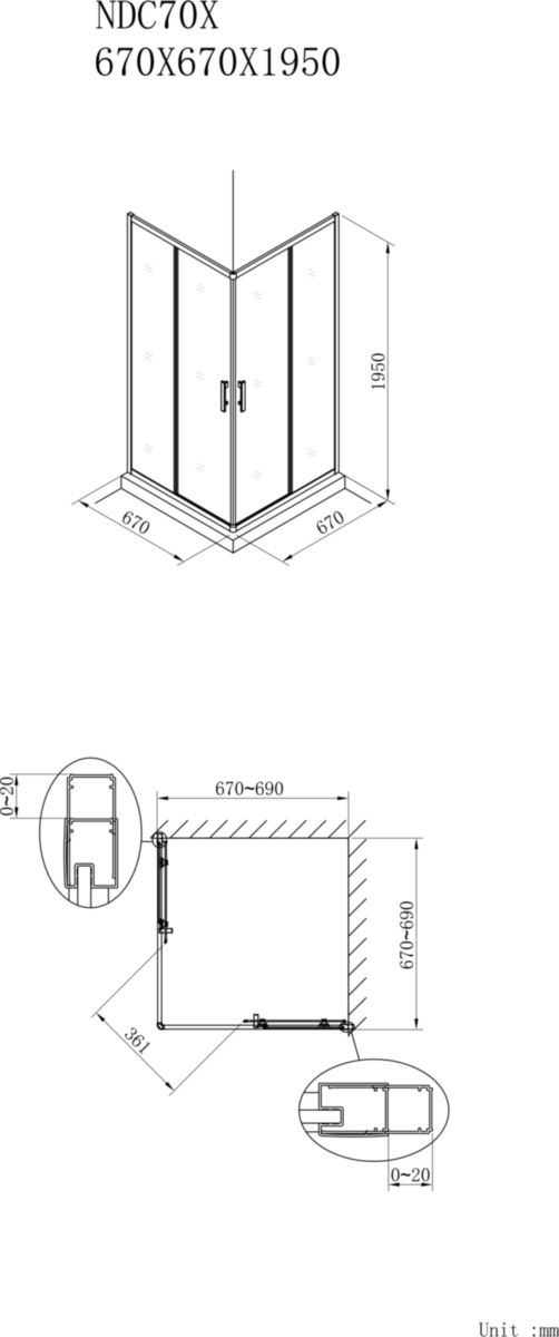 Paroi de douche Alterna Concerto accès d'angle coulissant L 70 x H 195 cm profilé blanc verre transparent