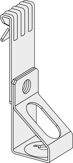 Clip support vertical AC264 taraudé pour panne Z ou C de 1,6 à 4,8 mm - H. 65 mm - Ø 6 mm - sachet de 100 pcs