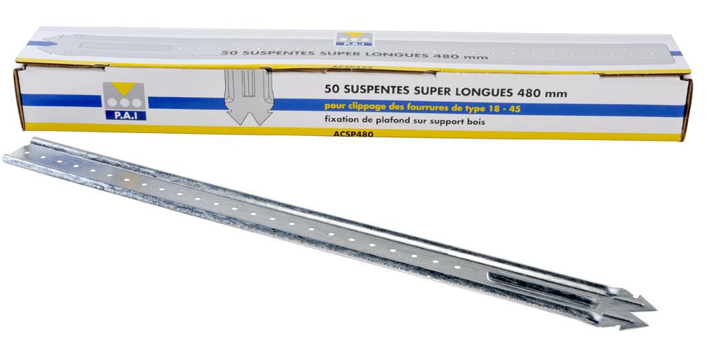 Suspente super longue pour fourrure 18-45 - L. 480 mm - boîte de 50 pcs