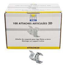 Attache articulée 3D sur support incliné pour tige filetée de diam. 6 boîte de 100 - ATTACHE3D - PAI