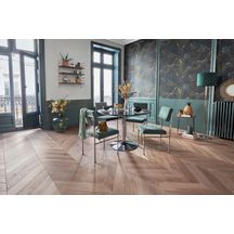 Parquet contrecollé monolame Point de Hongrie 139 rainure languette - chêne authentique café crème - 14x139x650 mm