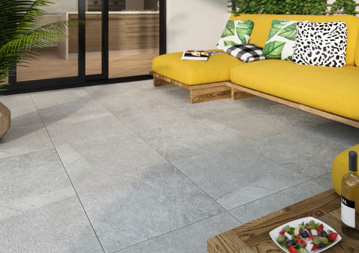 Carrelage sol extérieur grès cérame antidérapant Terrace - gris - rectifié - 59,8x59,8 cm - ép. 20 mm