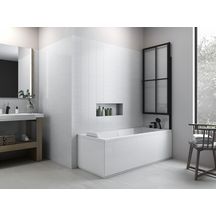 Pare-bain relevable Alterna Concerto 1 volet 1/2 pivotant profilé noir 140 x 106 cm épaisseur verre 3 mm