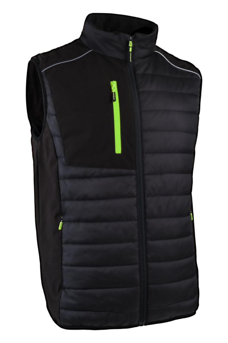 Gilet froid Brasero - Ripstop + Softshell - noir/lime - taille XL