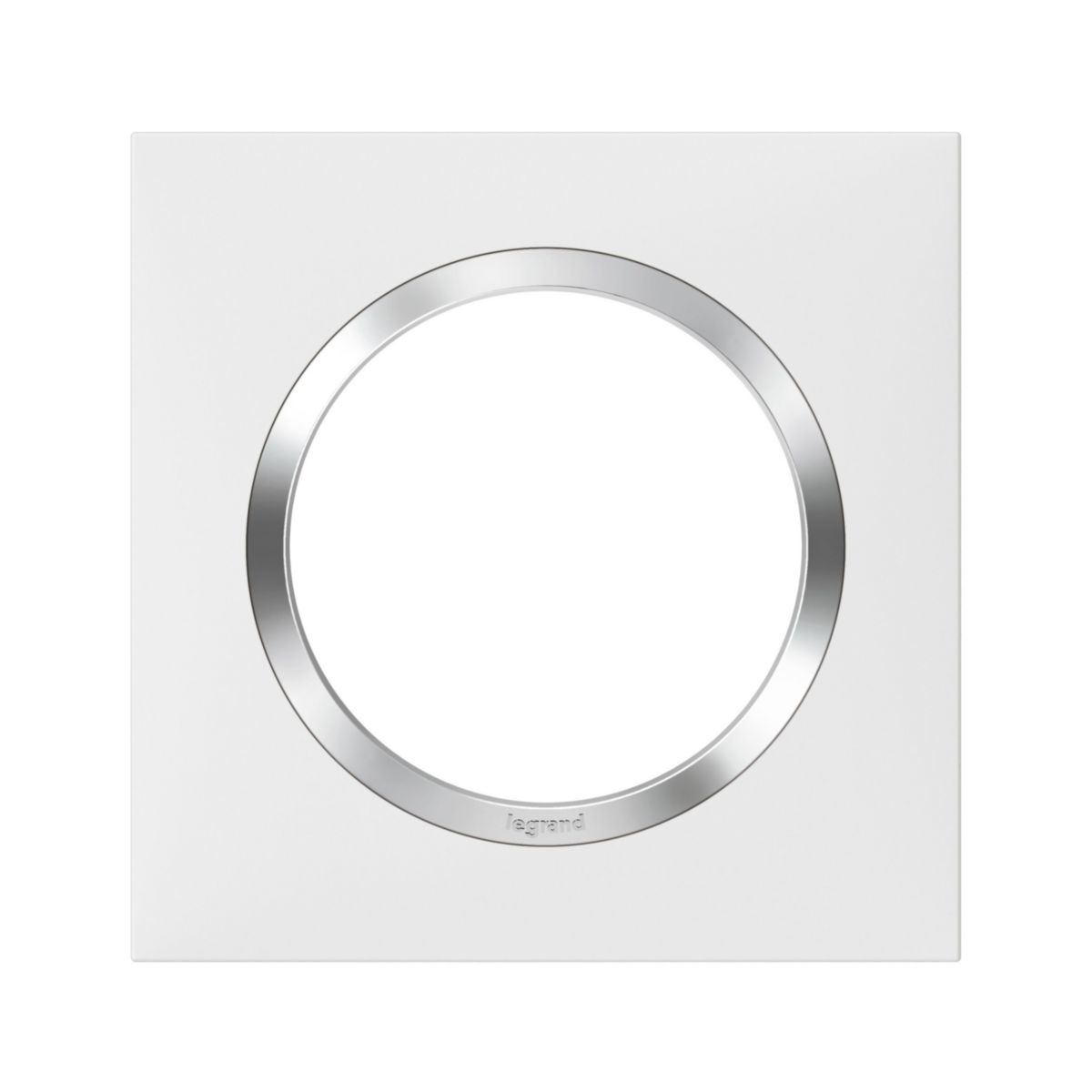 Plaque de finition carrée Dooxie - 1 poste - blanc avec bague effet chrome