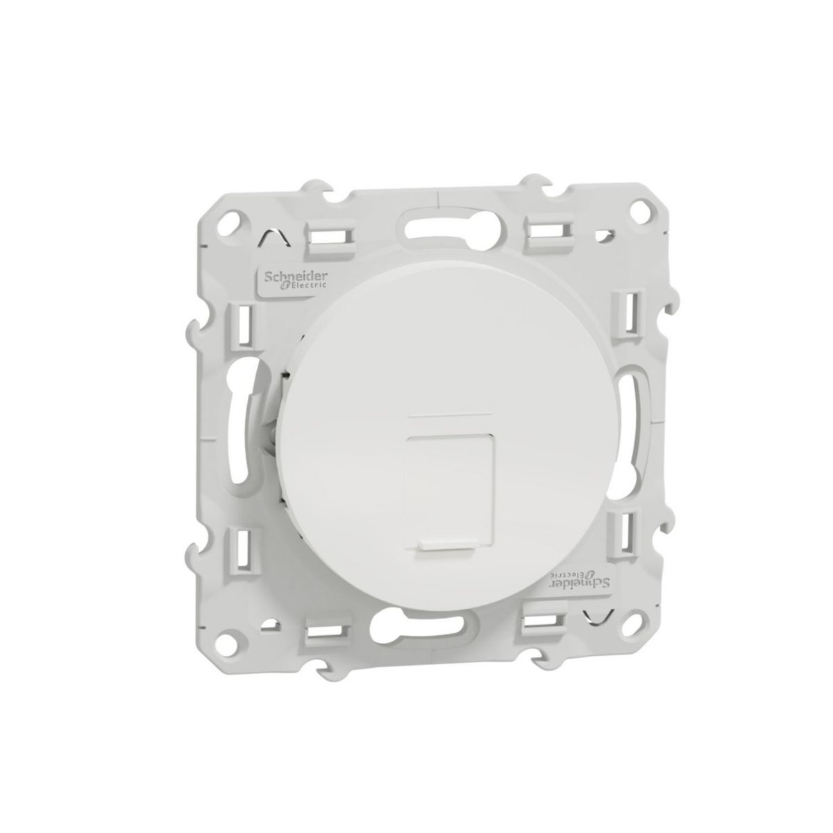 Prise RJ45 UTP grade 1 catégorie 6 Odace - 8 contacts - sans plaque - blanc brillant