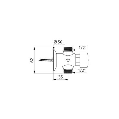 Robinet temporisé Tempostop pour urinoir 15 x 21 droit pour raccordement en ligne : réf. 777000