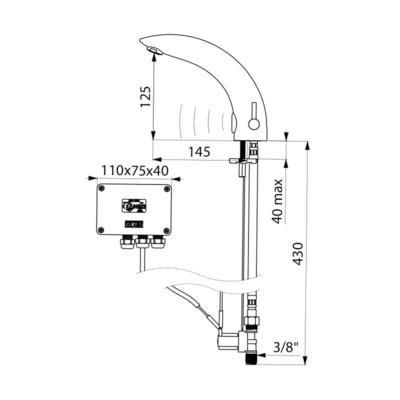 Mitigeur électronique de lavabo Tempomatic MIX avec alimentation secteur 230 / 12V boîtier électronique indépendant : réf. 494000