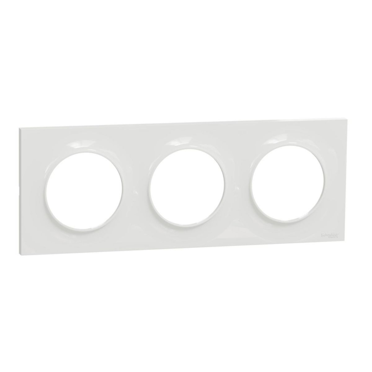 Plaque de finition pour prise murale Odace Styl - 3 postes - blanc brillant - entraxe 71 mm