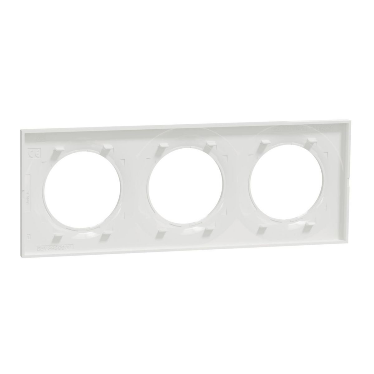 Plaque de finition pour prise murale Odace Styl - 3 postes - blanc brillant - entraxe 71 mm