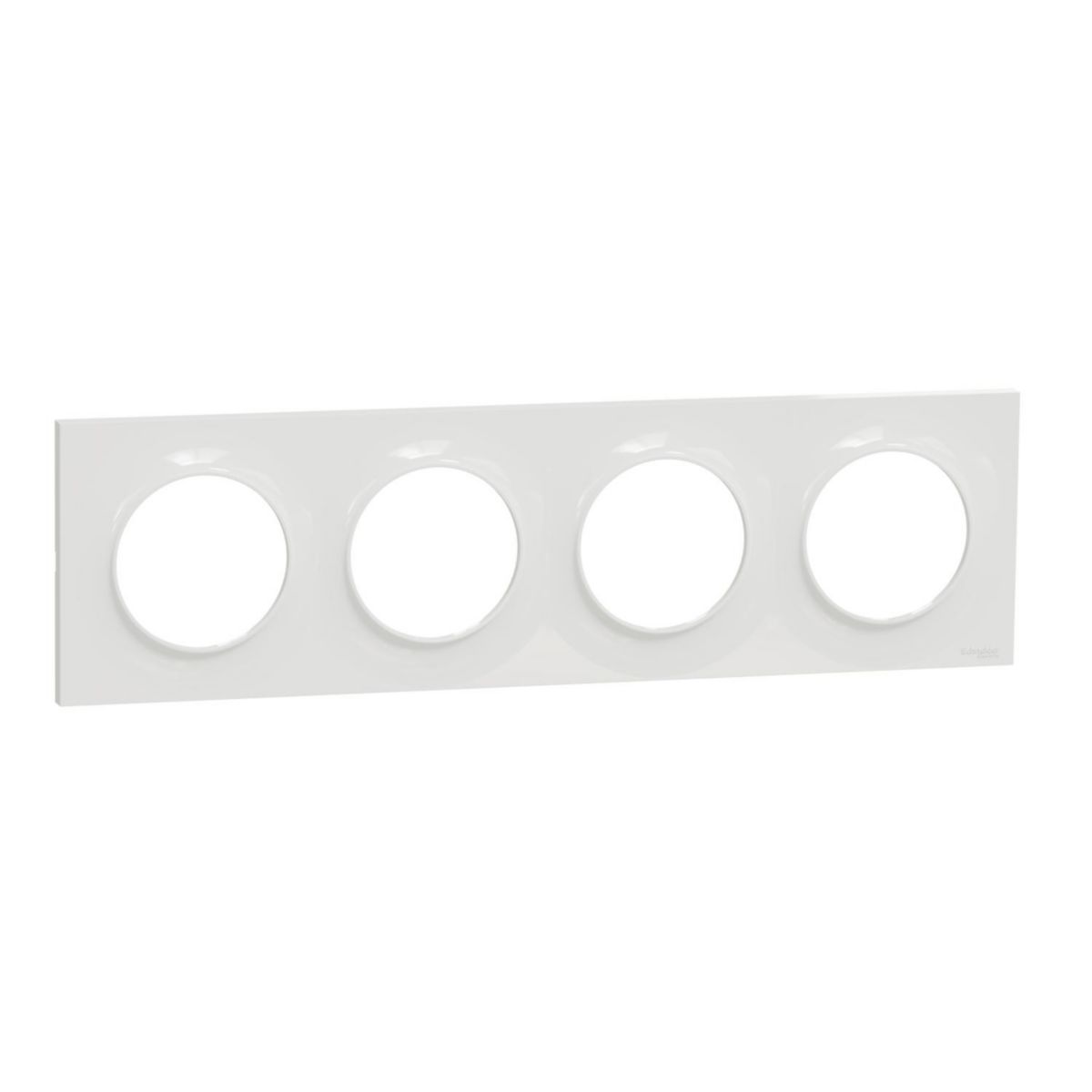 Plaque de finition pour prise murale Odace Styl - 4 postes - blanc brillant - entraxe 71 mm