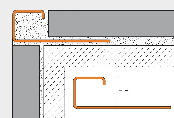 Profilé d'angle et de finition Quadec MC - angle sortant/rentrant - acier inoxydable - H. 10 mm - L. 2,50 m