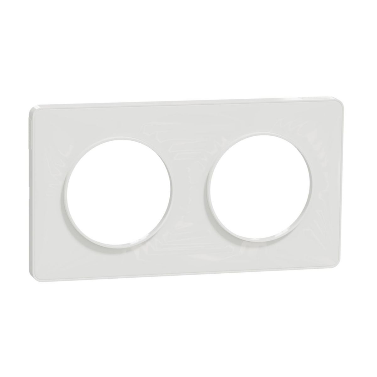 Plaque de finition pour prise murale Odace Touch - 2 postes - blanc brillant - entraxe 71 mm