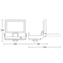 Projecteur extérieur à détection XLED PRO ONE S avec 2200 lm à 18,5 W,  Capteur infrarouge à 240° d'une portée de 10 m jusqu'à 6 m de hauteur. Balisage à 10%. Télécommande incluse. Adapteur en saillie en option Réf 069568