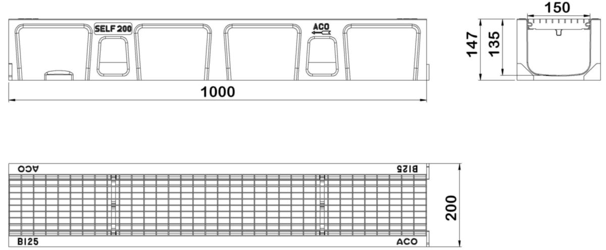 ACO SELF 200-CE 100CM-GR CAILL.GALVA B125