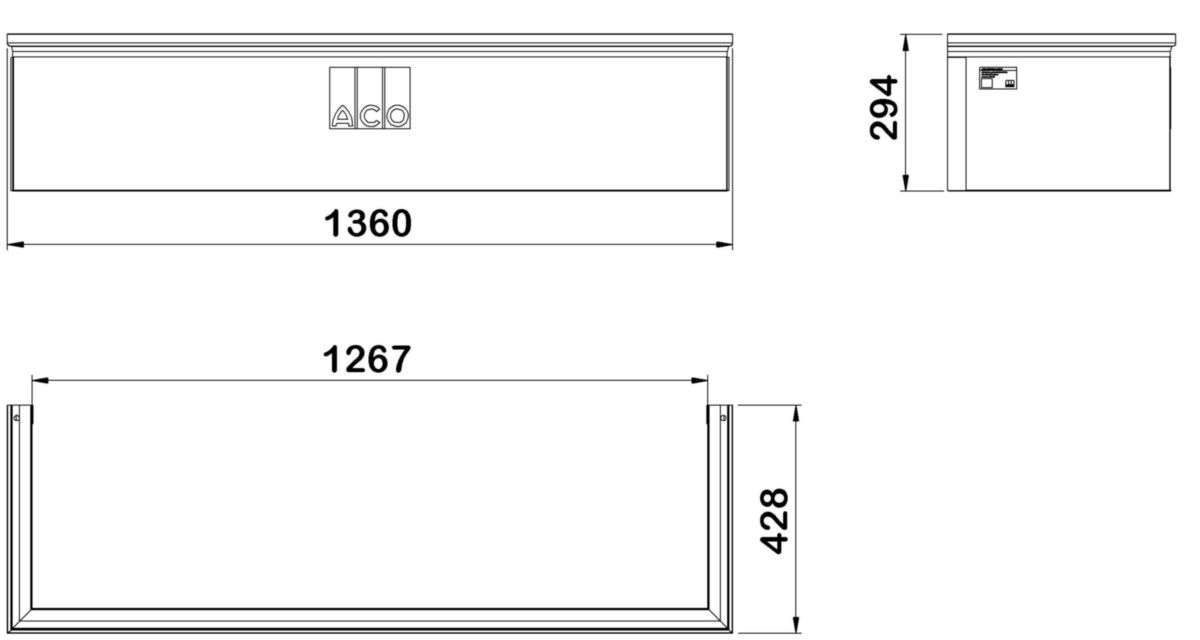 Réhausse fixe en polypropylène avec armature en acier longueur 1267 mm largeur 428 mm hauteur 294 mm et kit de montage piéton