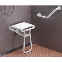 Siège de douche escamotable 38 x 35,5 cm blanc avec béquille automatique réf. 047630