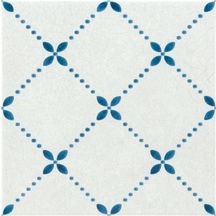 Carrelage intérieur grès cérame émaillé Delft KE-18003 - Single Pattern 3 blanc bleu décor - 18,5x18,5 cm