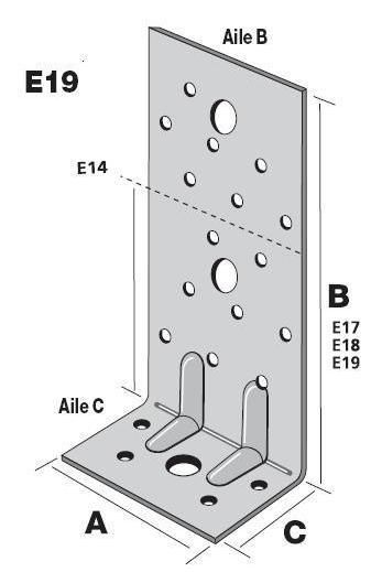 Équerre renforcée E17 - acier galvanisé - 75x150x50 mm - ép. 2 mm