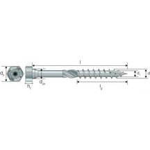 Vis connecteur acier sur bois SSH10x40 - filetage partiel - tête hexagonale - boîte de 50 pcs