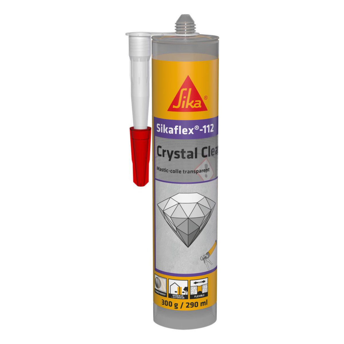 Mastic-colle transparent Sikaflex-112 Crystal Clear - cartouche de 290 ml