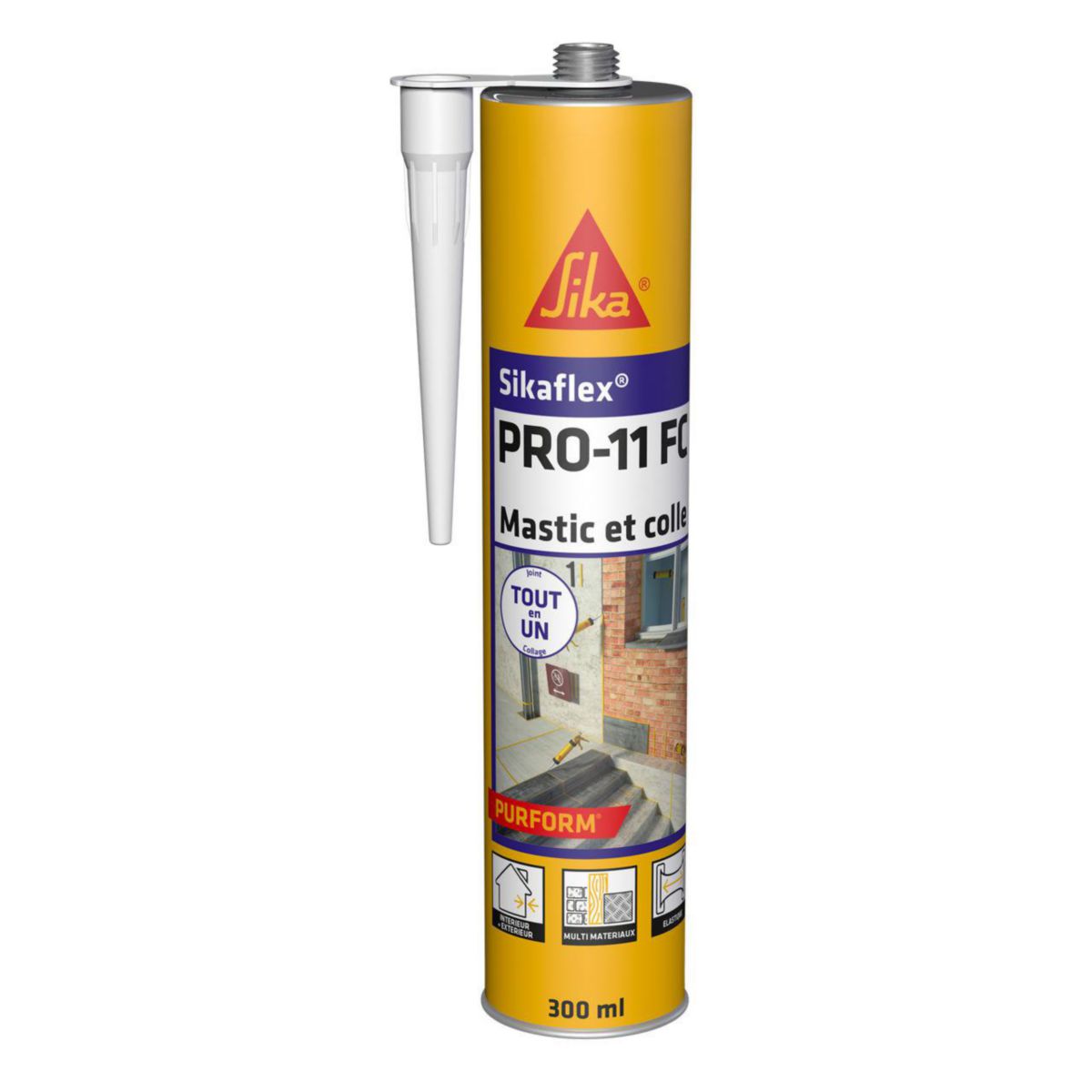 Mastic-colle Sikaflex PRO-11 FC Purform pour collages souples - gris - cartouche de 300 ml